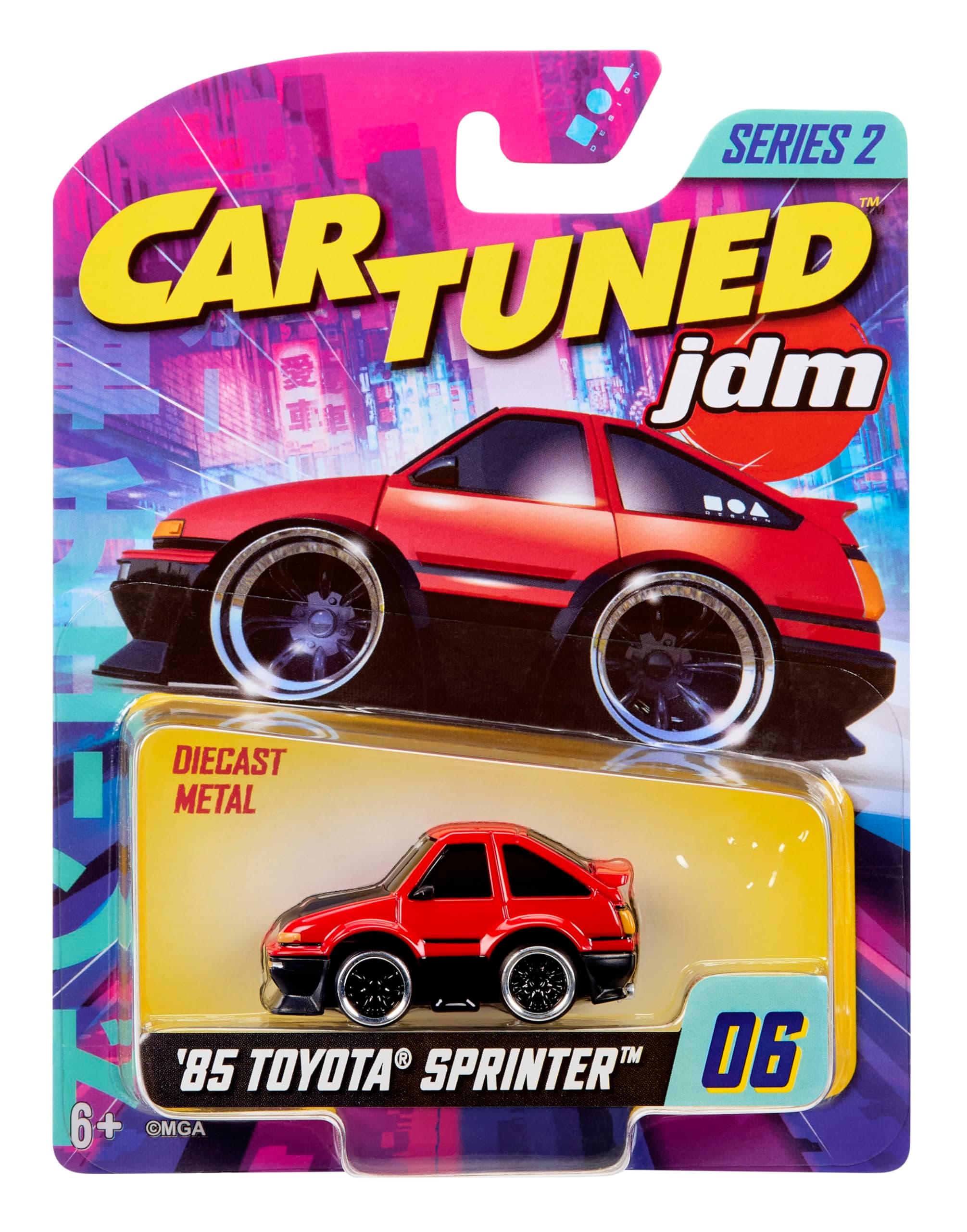 MGAE CarTuned JDM Seri 2 1985-87 Sprinter Trueno GT-Apex AE86, Siyah Kırmızı, Diecast Metal Oyuncak Araba, Koleksiyon
