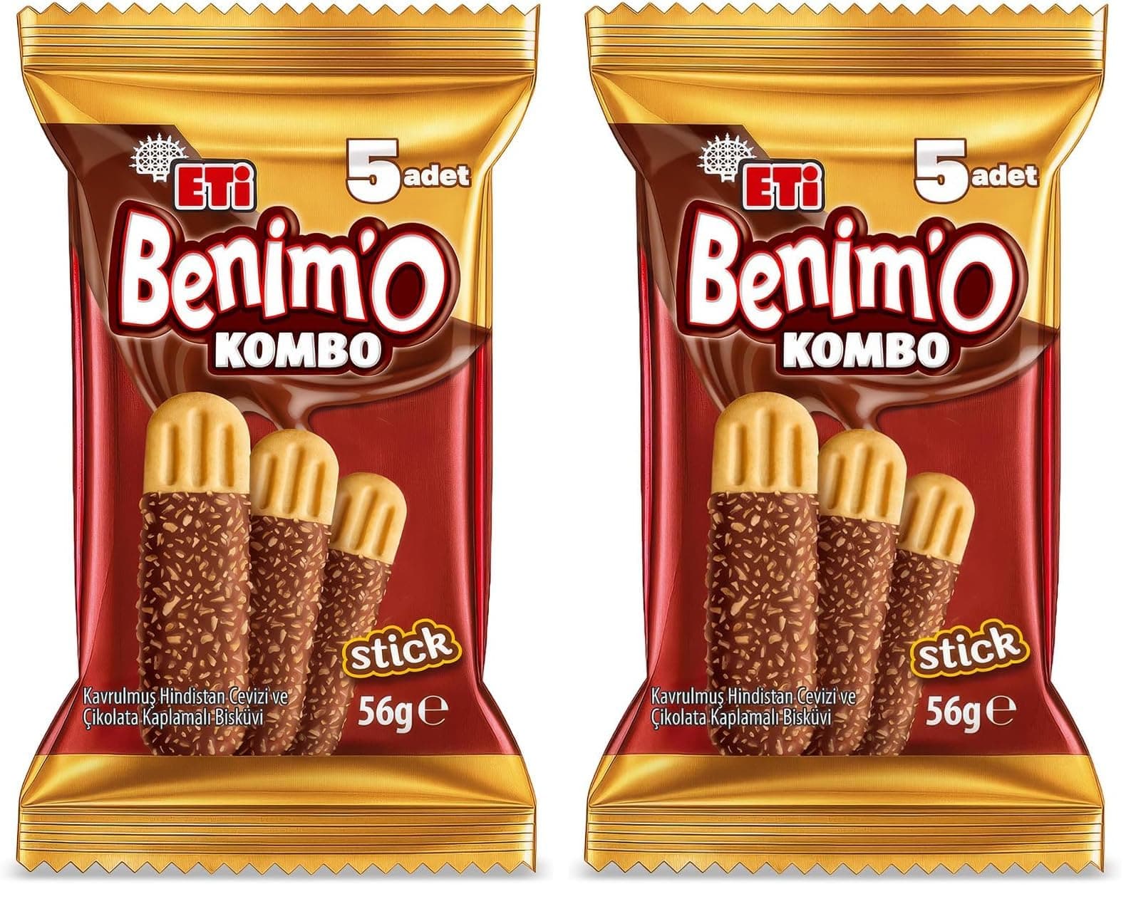 Eti Benim'O Kombo Hindistan Cevizi ve Çikolata Kaplamalı Bisküvi 56 g (2 paketi)