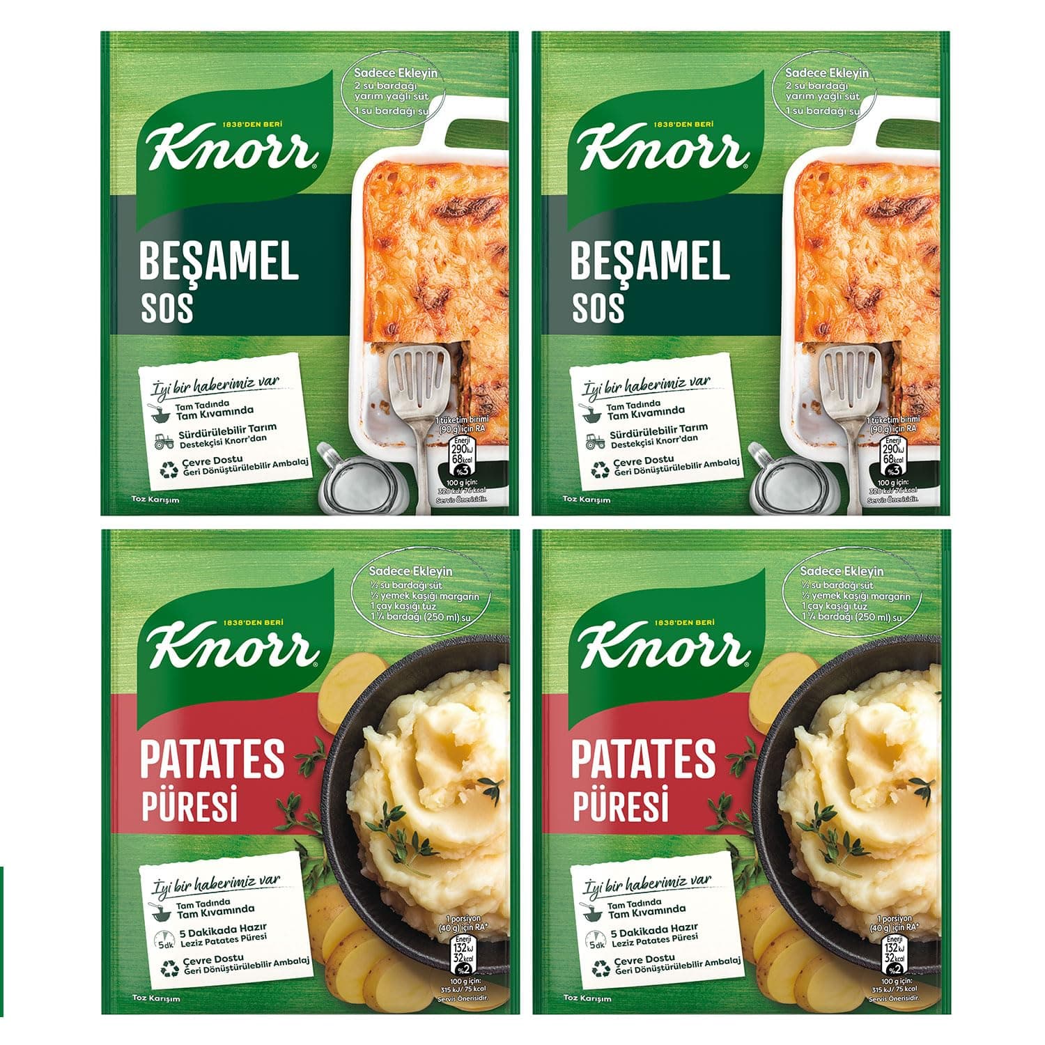 Knorr Çabuk Patates Püresi 60g x1 + Knorr Beşamel Sos 70g x1