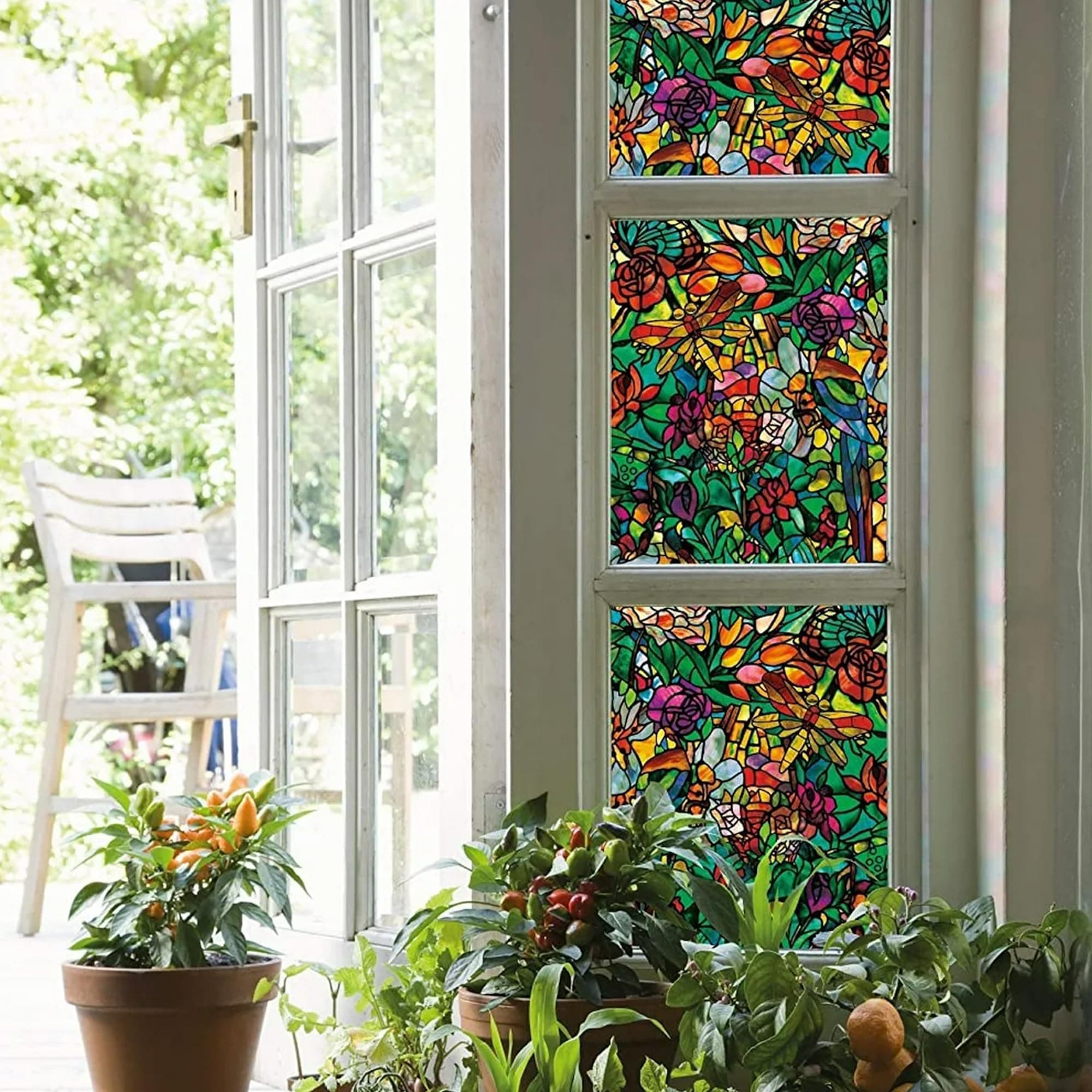 d-c-fix 346-0647-4PK Kendinden Yapışkanlı Gizlilik Camı Pencere Filmi, Yaylı Şapel/Tulia, 43 cm x 198 cm Rulo, 4'lü Paket