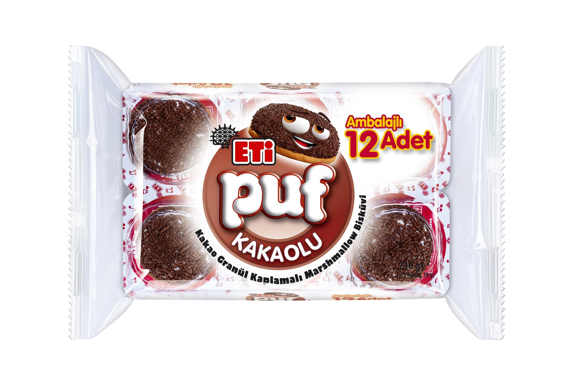 Eti Puf Kakaolu Bisküvi 18 g 12 adet