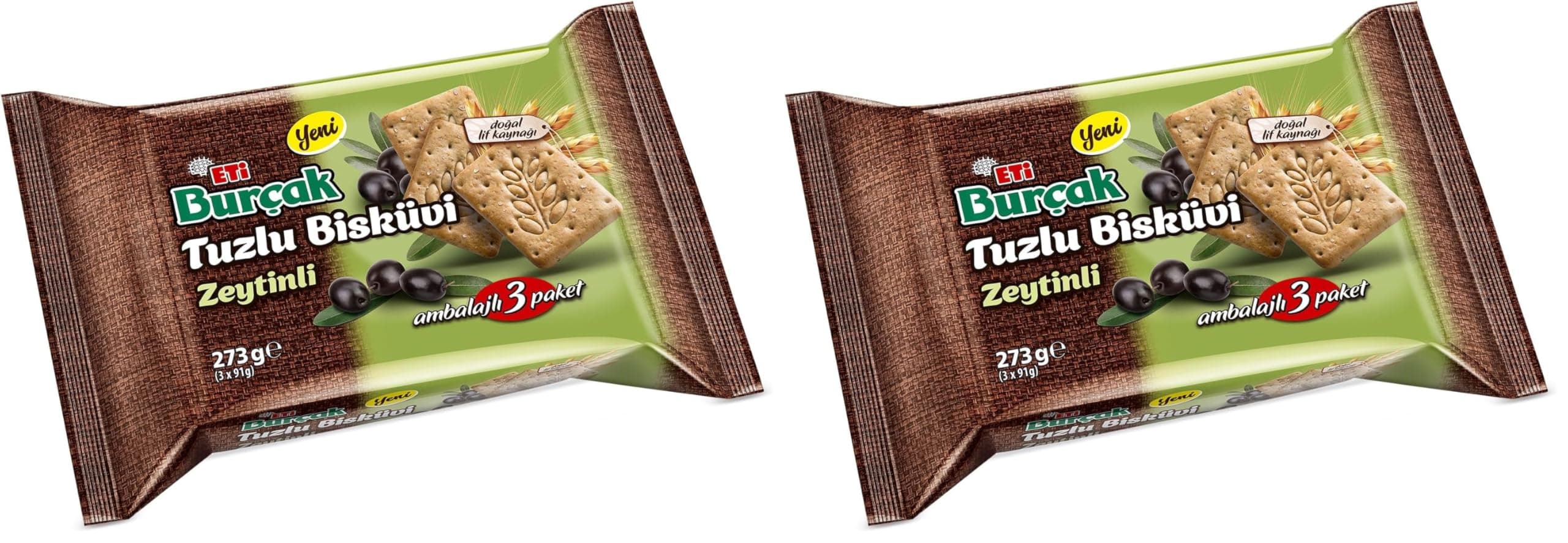 Eti Burçak Zeytinli Tuzlu Bisküvi 3 x 91 g 2li paket