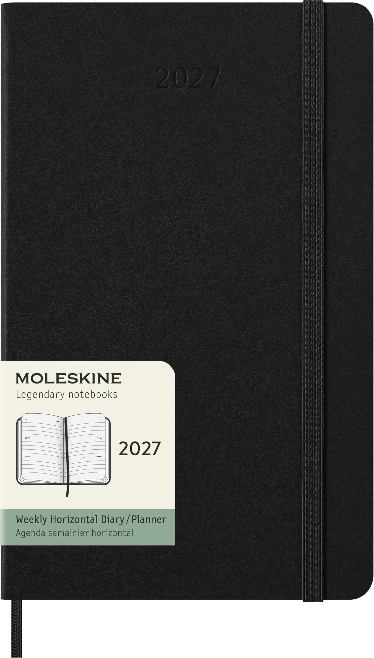 Moleskine 12 Aylık 2027 Ajandası Large 13X21 Haftalık Yatay Sert Kapak Siyah
