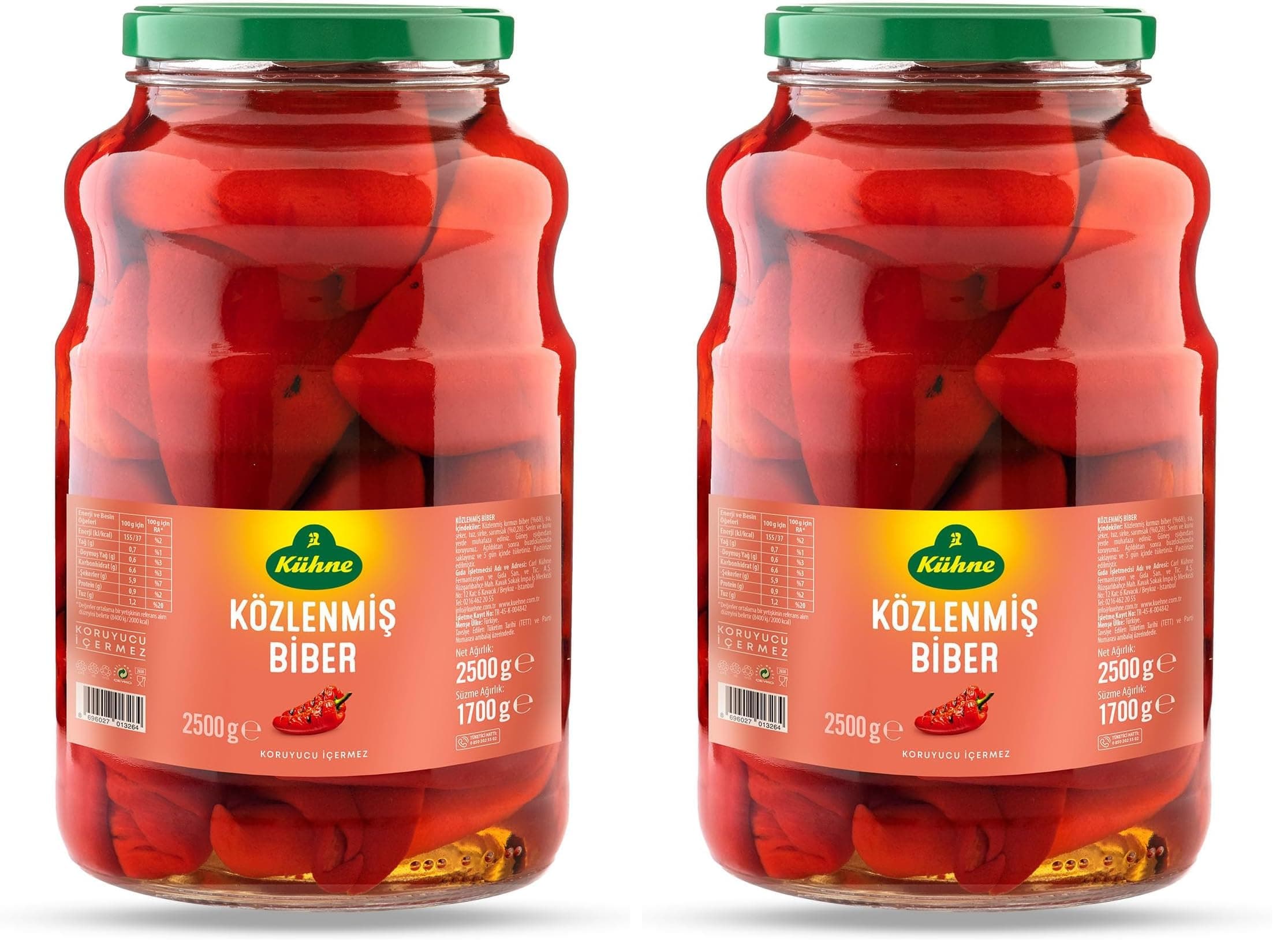 Kühne Közlenmiş Kırmızı Biber 2650 ml (2 paketi)