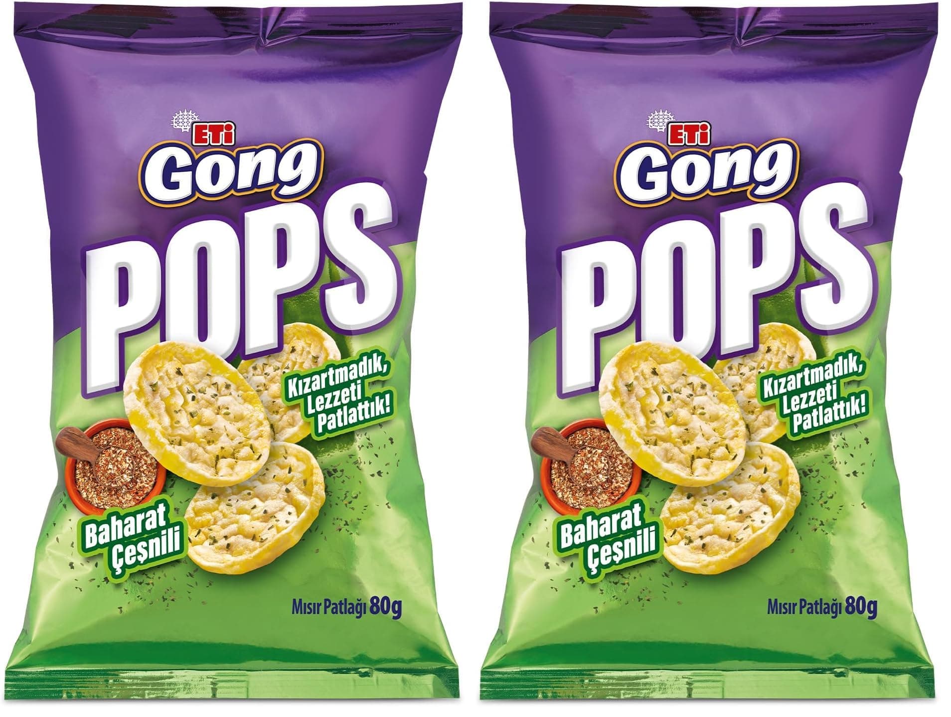 Eti Gong Pops Baharat Çeşnili Mısır Patlağı 80 g x 10 Adet (2 paketi)