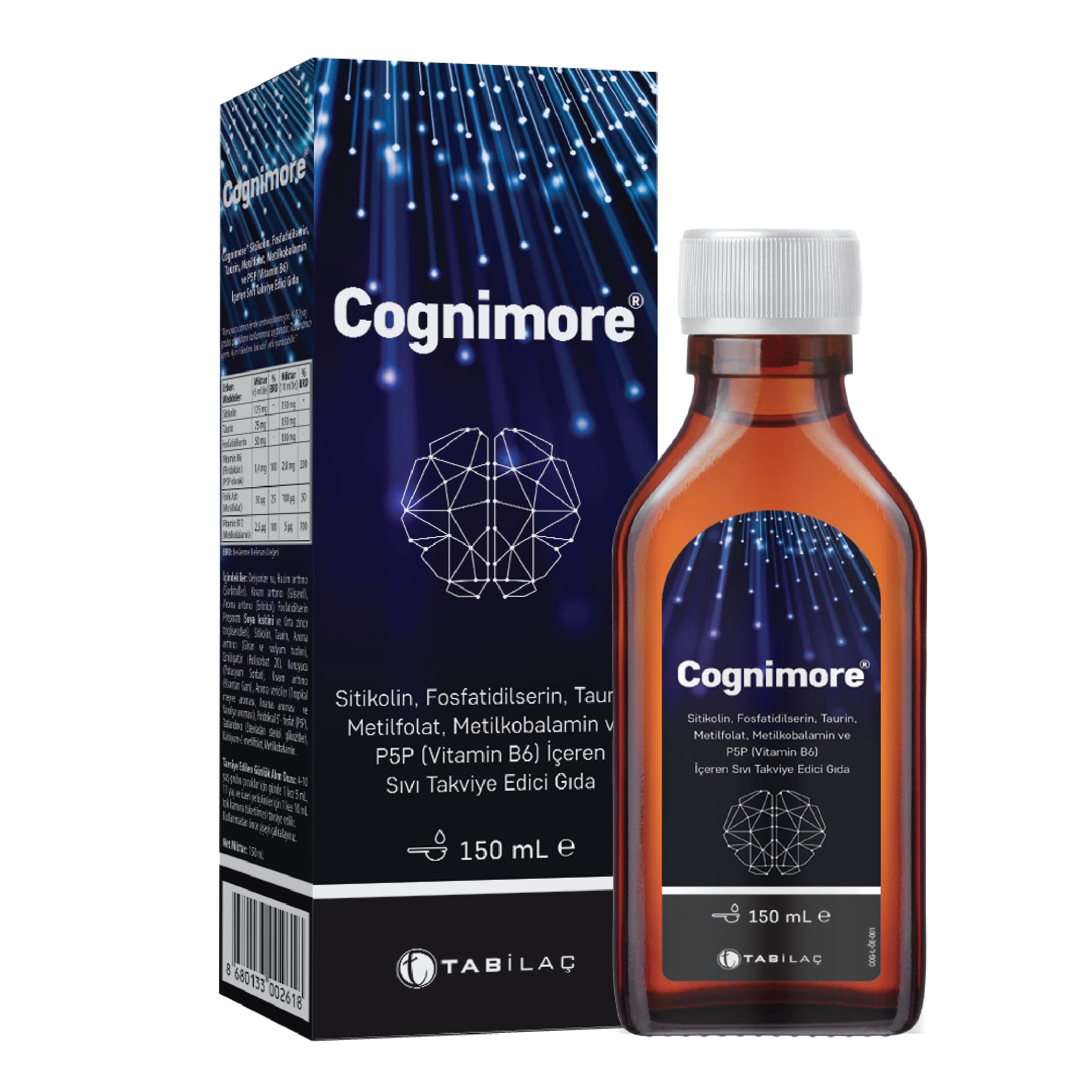 Cognimore Likit 150 ml Sitikolin Fosfatidilserin Taurin Şurup