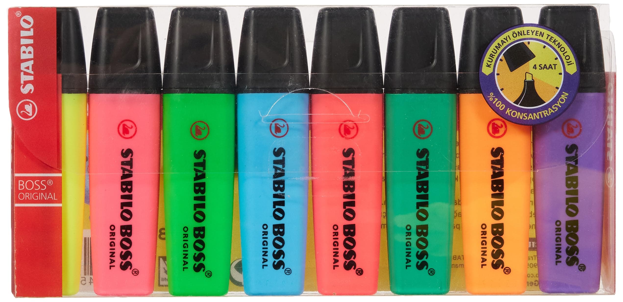 STABILO BOSS ORIGINAL - Fosforlu Kalem - 8'li Paket - Çeşitli Renkler