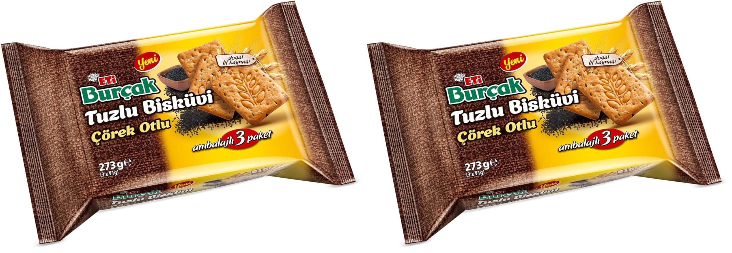 Eti Burçak Çörek Otlu Tuzlu Bisküvi 3 x 91 g 2li paket