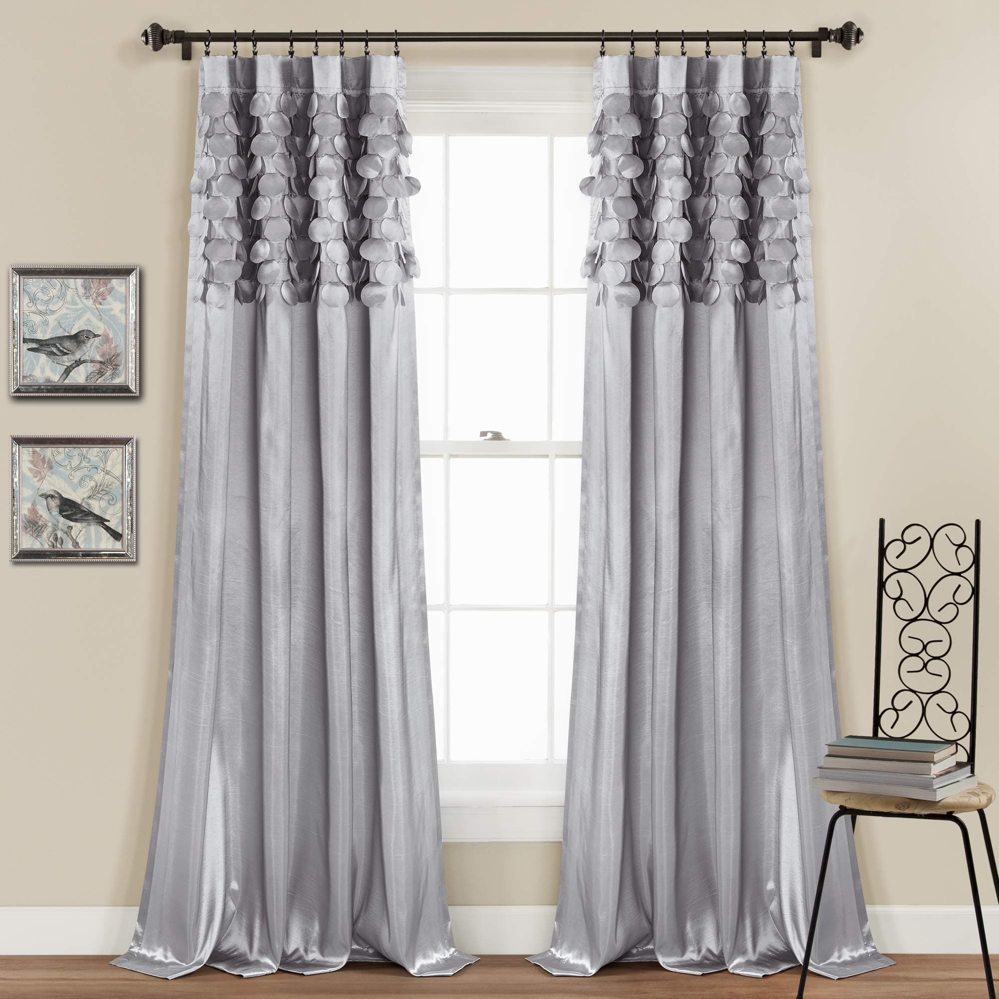 Lush Decor Circle Dream perde, oturma odası, yemek odası, yatak odası için, 213 x 137 cm, açık gri
