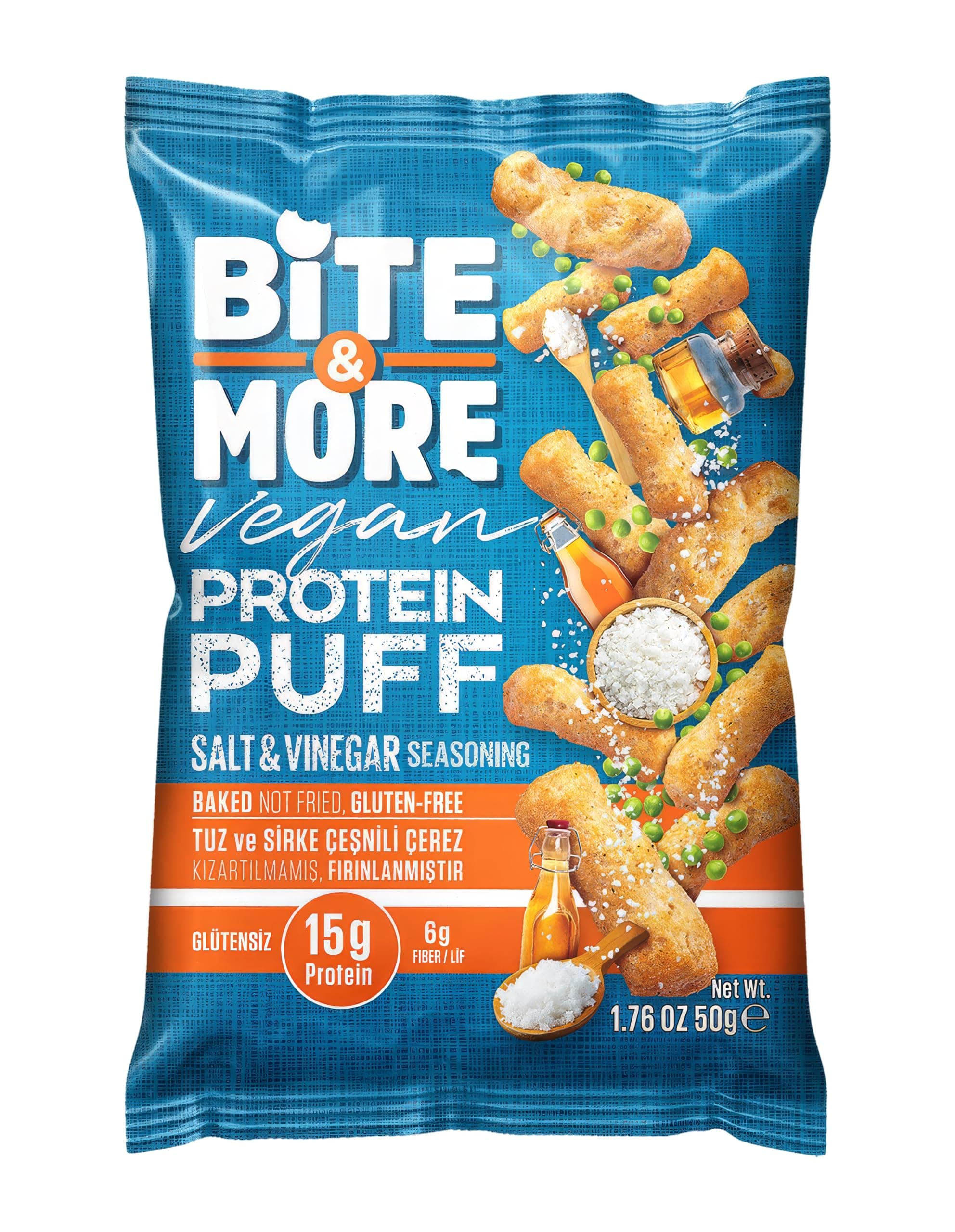 Bite & More Tuz ve Sirkeli Vegan Protein Puff (50g)