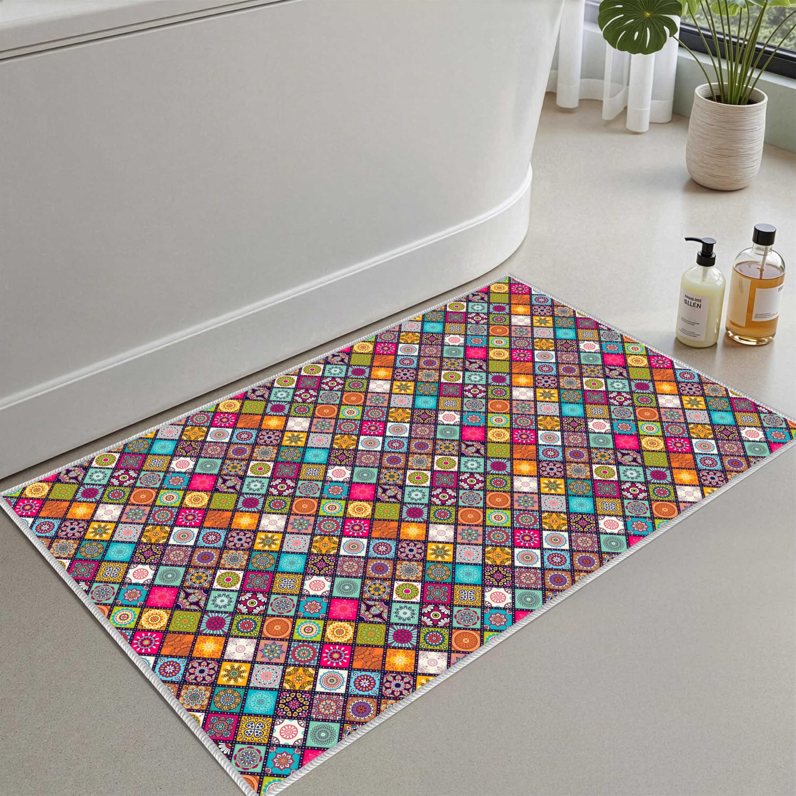 Monnhein Banyo Paspası, Yumuşak Banyo Halısı, Kaymaz Dot Tabanlı, Su Emici, Makinede Yıkanabilir - 60 x 100 cm