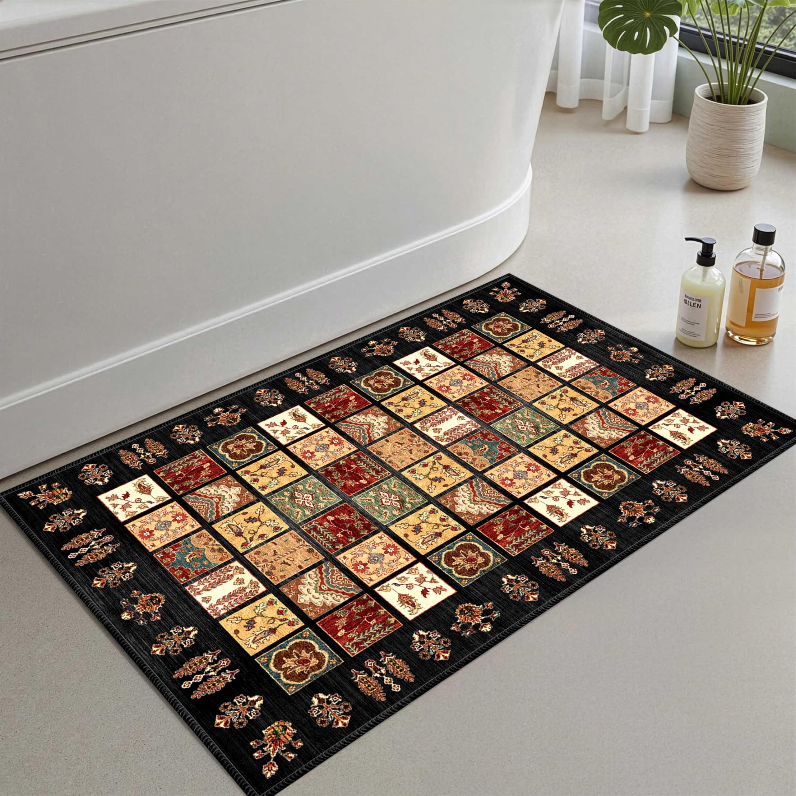 Monnhein Banyo Paspası, Yumuşak Banyo Halısı, Kaymaz Dot Tabanlı, Su Emici, Makinede Yıkanabilir - 60 x 100 cm