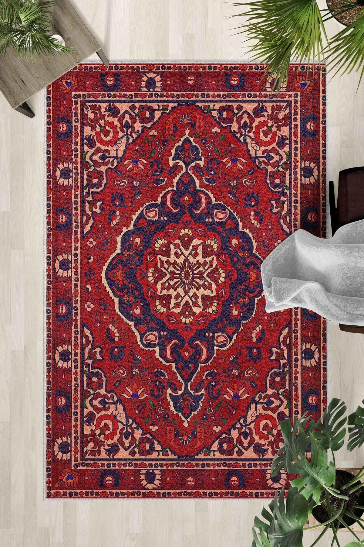 Monnhein Çok Renkli Halı 611 - Yıkanabilir, Kaymaz Taban, Dijital Baskılı, Leke Tutmaz, İnce Hav, Modern Salon, Oturma Odası, Yatak Odası ve Mutfak için Dekoratif Halı