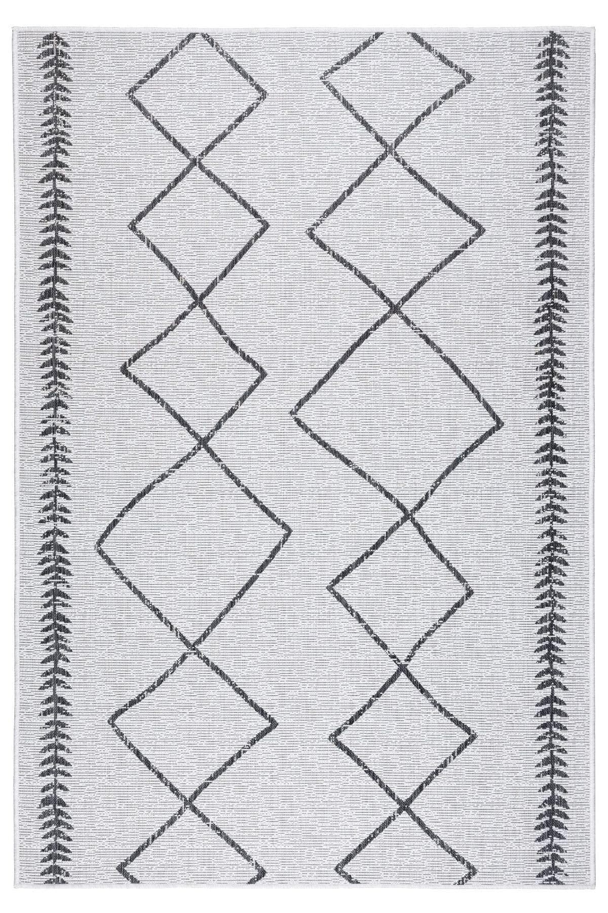 KOZA HOME Fresco Ekru Siyah Sisal Halı 22563A 50 x 80