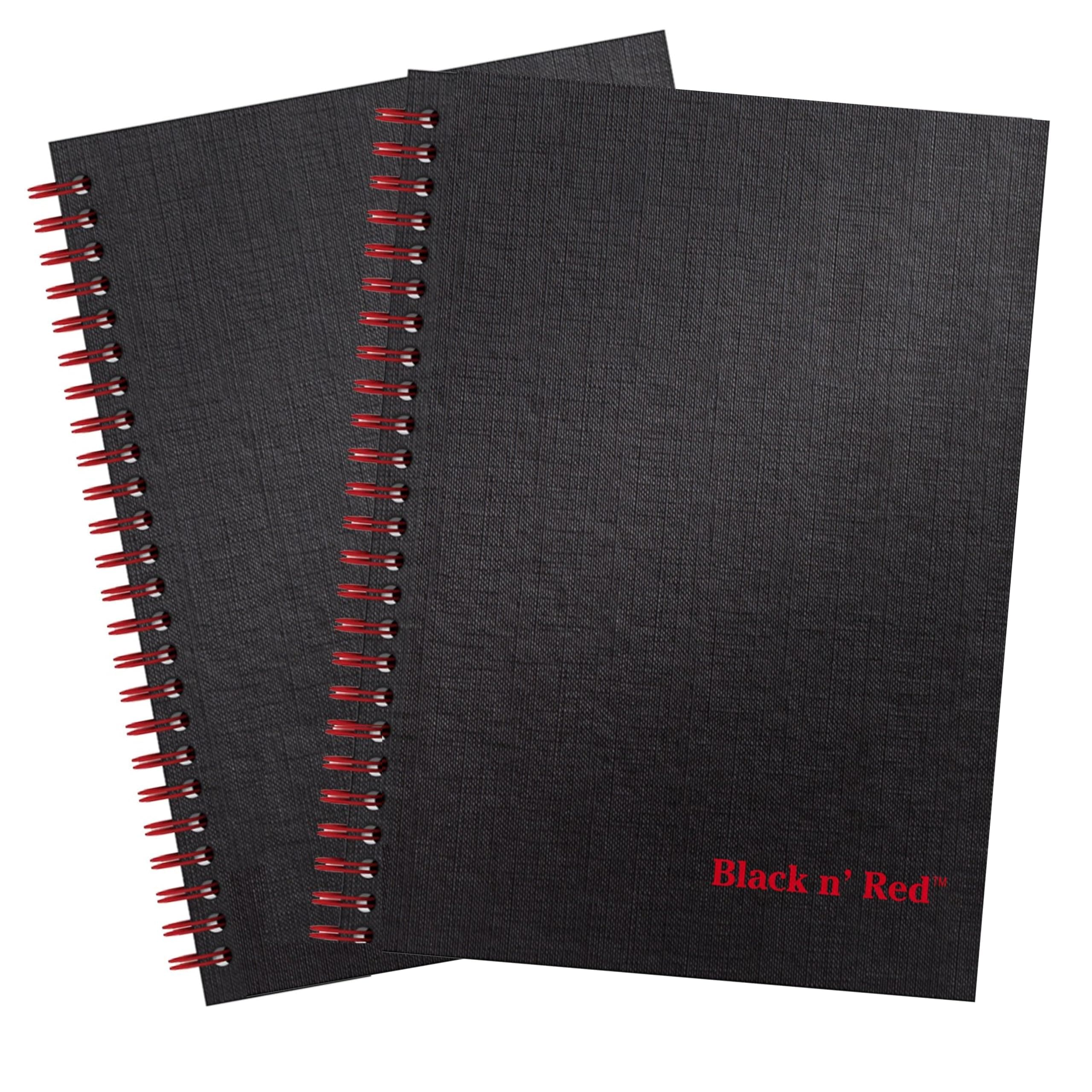 Black n' Red İş Defterleri, 2'li Paket, Sert Kapaklı, Çift Telli, 70 Yaprak, 8-1/4" x 5-1/4", Siyah (400163208)