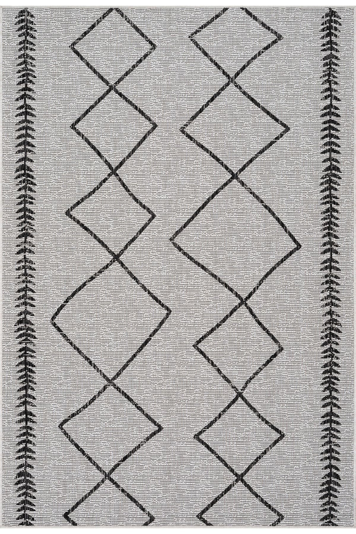 KOZA HOME Fresco Ekru Siyah Sisal Halı 22563A 80 x 150