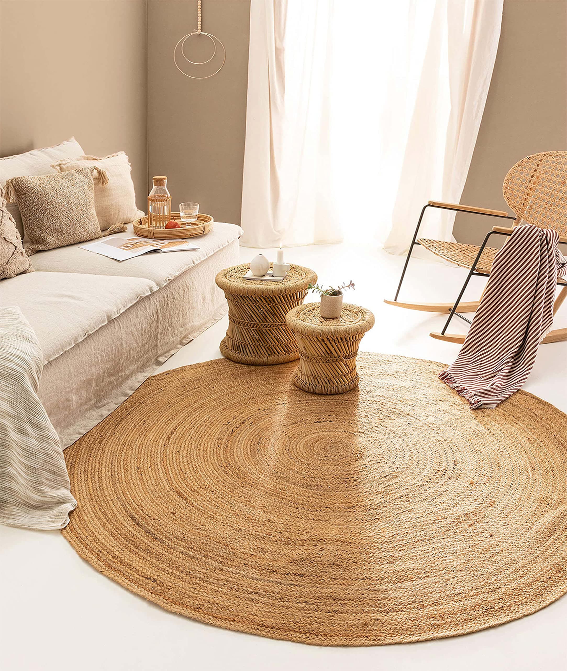 KOZA HOME Natura Jüt Halı Hasır Halı Naturel 00023A 90 x 90