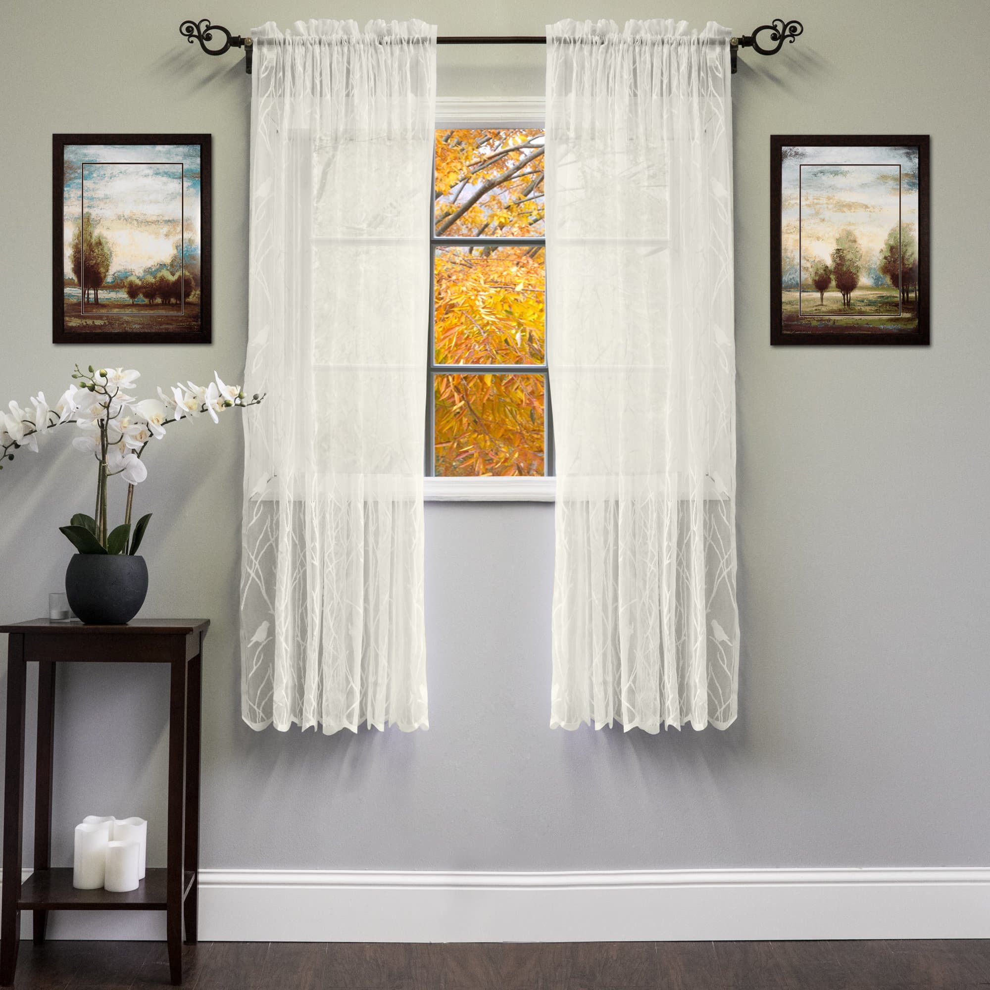 Sweet Home Collection Pencere Perdesi İşlem Paneli, Songbird Fildişi, 160 cm