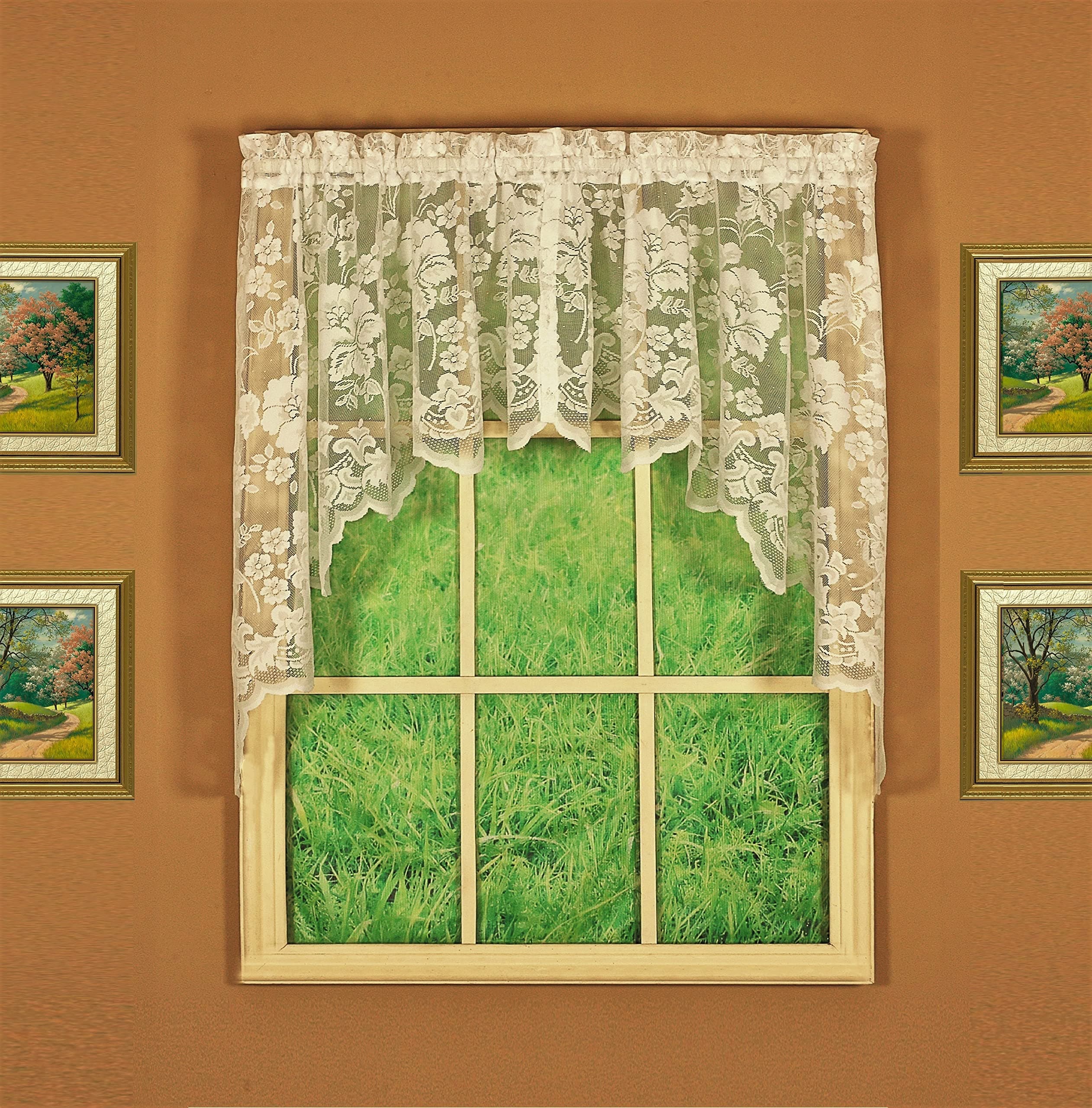 Today's Curtain Çiçekli Asma Dantel Swag 96,52 cm, Fildişi, 60 G x 38 U