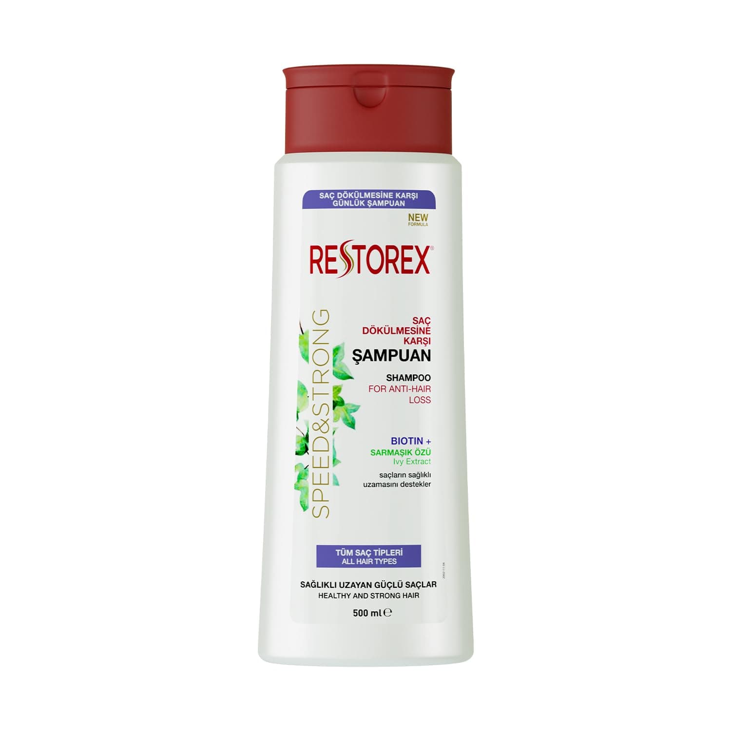 Restorex Speed & Strong Saç Dökülmesine Karşı Şampuan - Sarmaşık Özlü, Sağlıklı Uzama, Dökülme Karşıtı, 500 ml