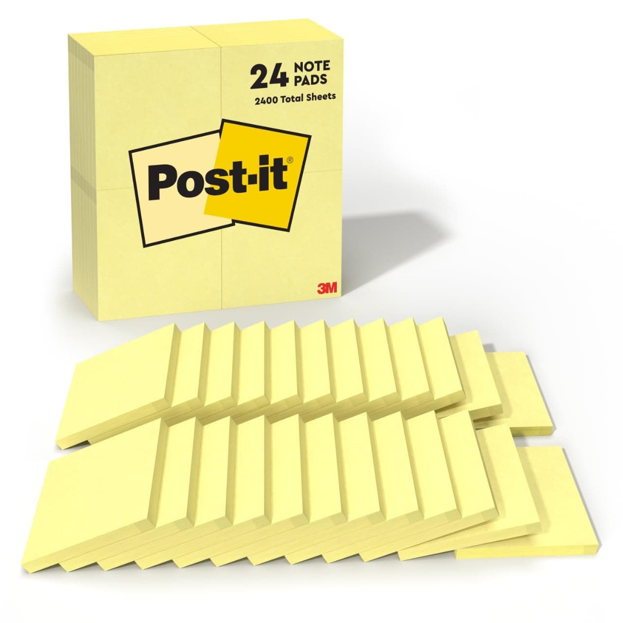 Post-it Notlar, 7,6 x 7,6 cm, 24 Ped, Kanarya Sarısı, Temiz Çıkarma, Geri Dönüştürülebilir
