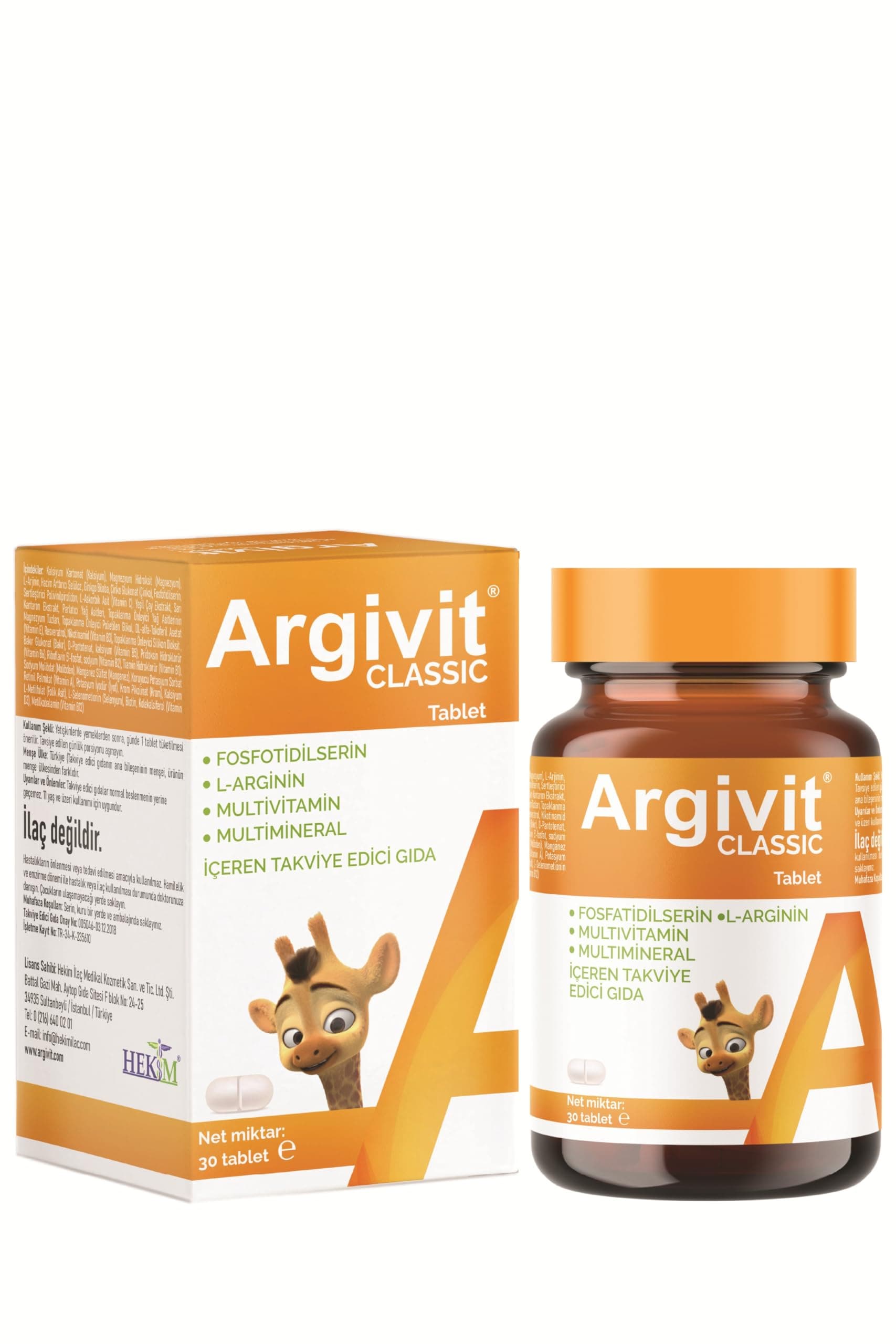 Argivit Classic Fosfotidilserin, L Arjinin, Multivitamin Ve Multimineral İçeren Tablet 30 Tablet