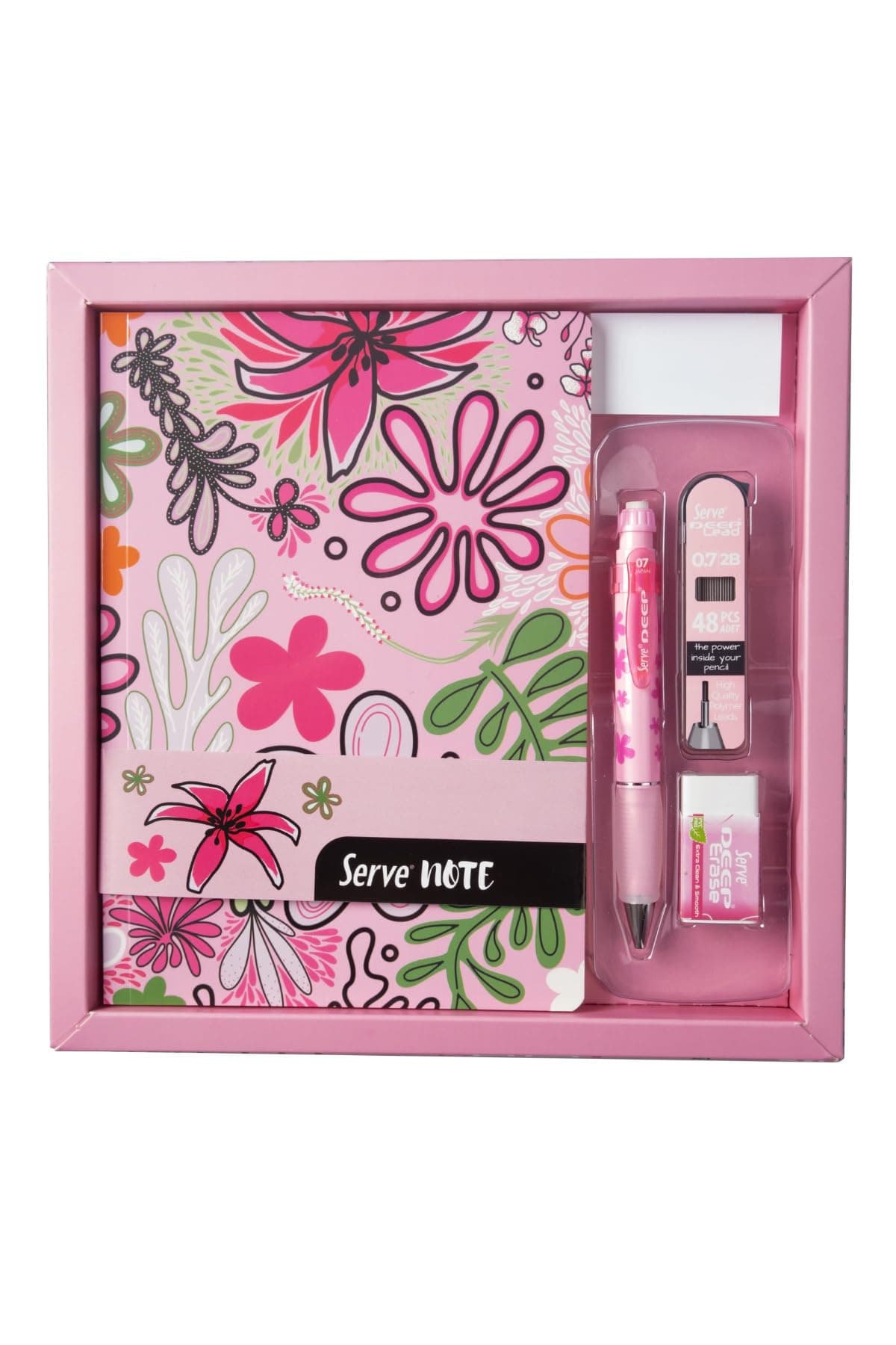 SERVE DEFTER SETI - DESENLİ SEKER PEMBE ÖZEL KUTUDA