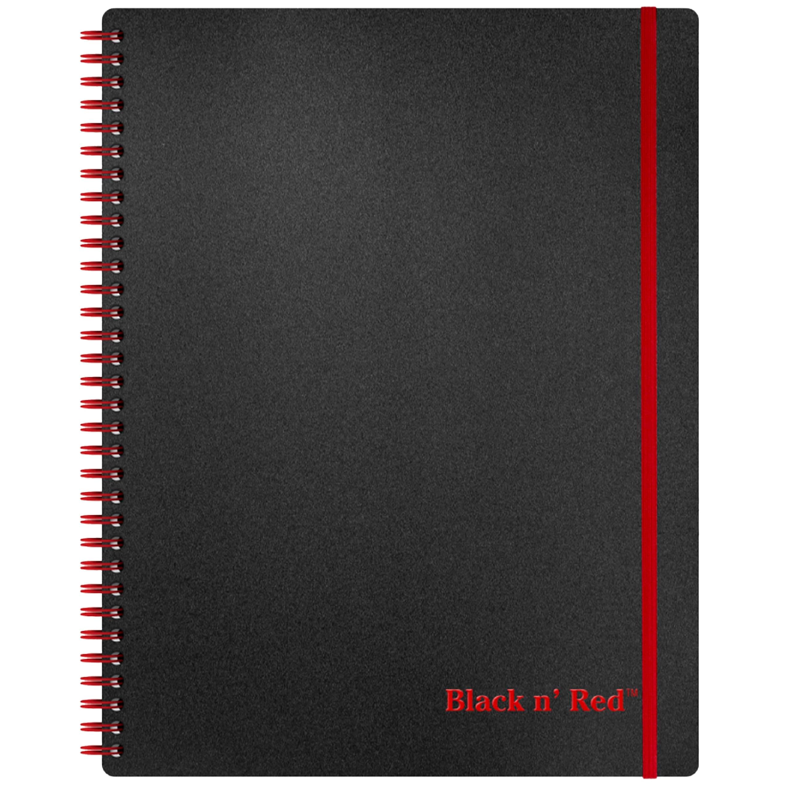 Black n' Red Defter, Ciltli, Premium Optik Kağıt, Scribzee Uygulaması Uyumlu, Çevre Dostu, Dayanıklı Spiral Cilt, 11" x 8", 70 Çift Taraflı Çizgili Sayfa, 1 Adet (1'li Paket) (K67030)