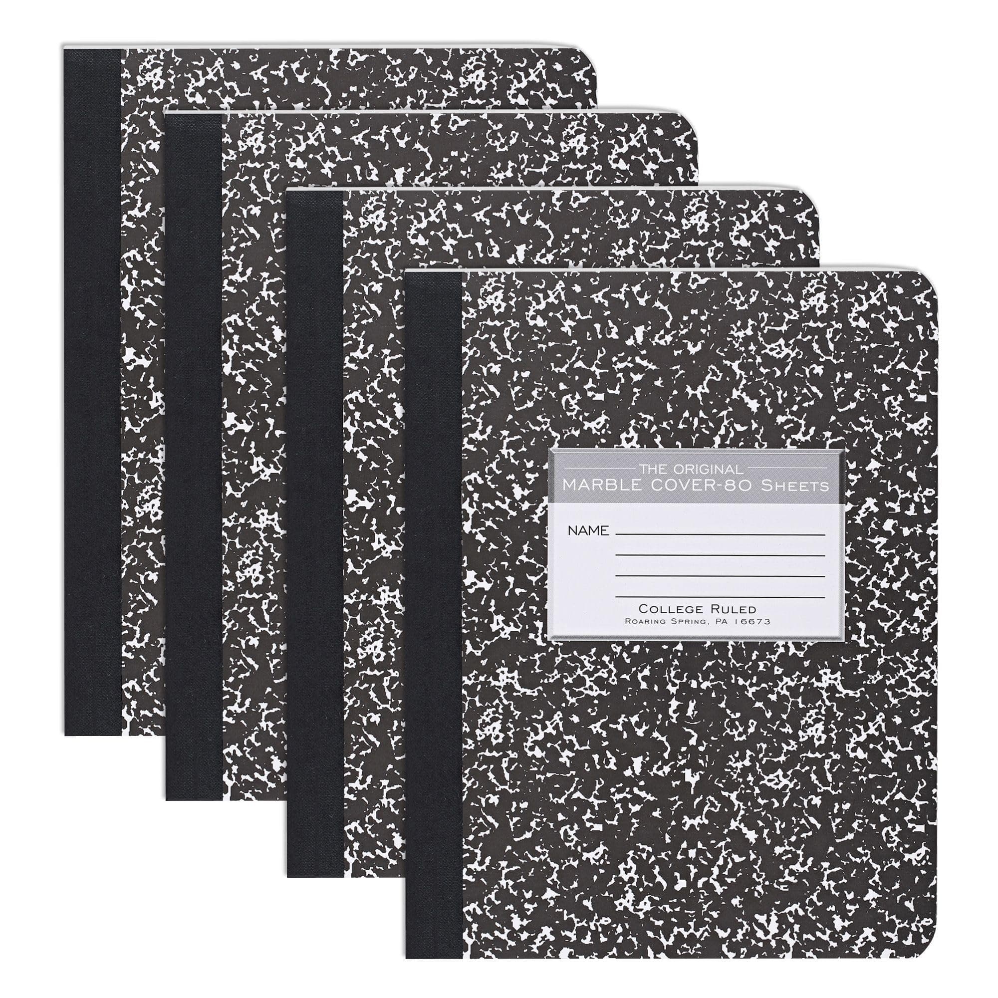 Roaring Spring Hard Cover Composition Book, 9 3/4" x 7 1/2", College Ruled, 80 yaprak 4/pk