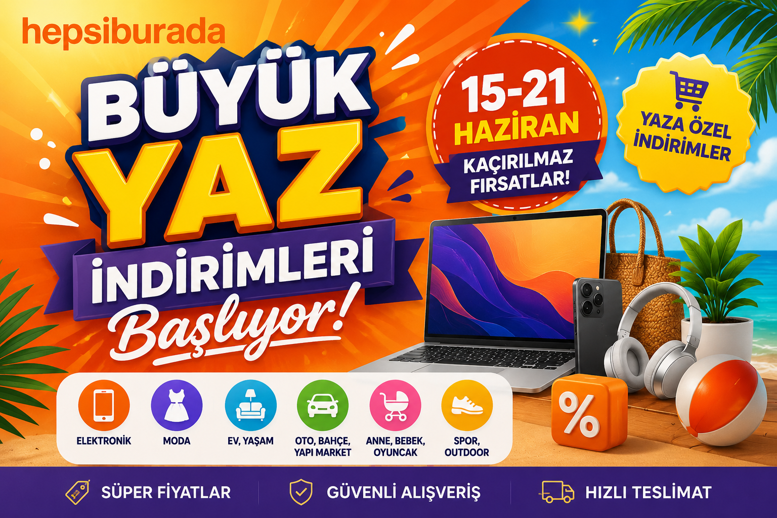 Hepsiburada Büyük Yaz İndirimleri 15 Haziran’da Başlıyor